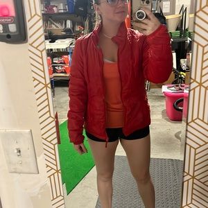 Red puffy jacket